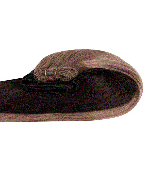 Luxe Weft 100% Indian Remy Single Drawn Human Hair Extensions in 27 shades, 20" & 24" length, soft and versatile for sew-in, clip-in, or glue application